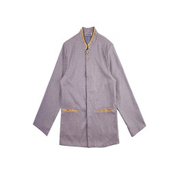 Manufacture Men's Long Sleeve Cleaning Staff Uniform Grey Personal Design Gold Hemming Enterprise Collar Hotel Cleaning Uniform Supplier SKHH006 Manufacture Men's Long Sleeve Cleaning Staff Uniform Grey Personal Design Gold Hemming Enterprise Collar Hotel Cleaning Uniform Supplier SKHH006